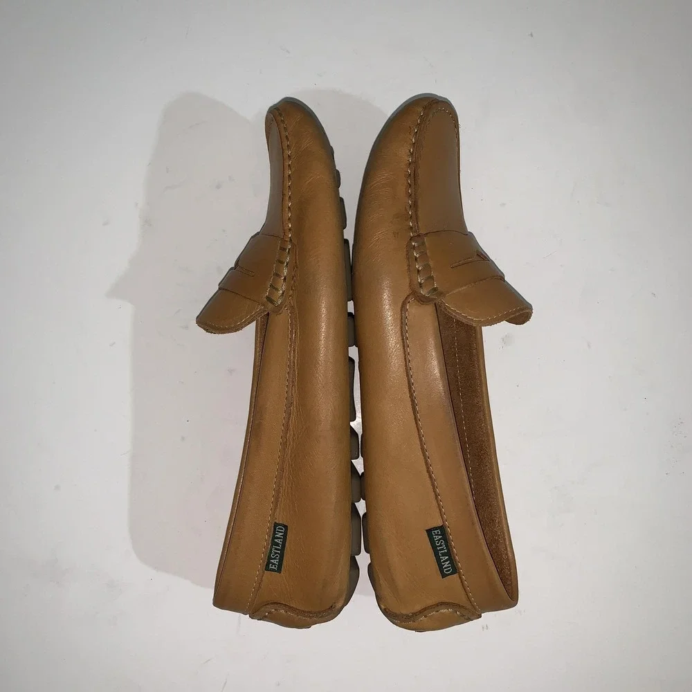 Eastland Penny Loafer Shoes Womens 9 Brown Patricia Leather Driving Mocs